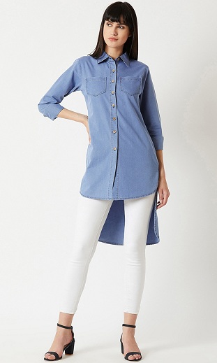20 Stunning Models of Denim Shirts for Women's in Trend