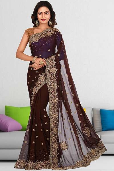 15 New Models of Brown Sarees for Beautiful Look