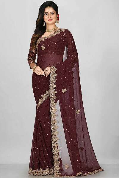 15 New Models of Brown Sarees for Beautiful Look