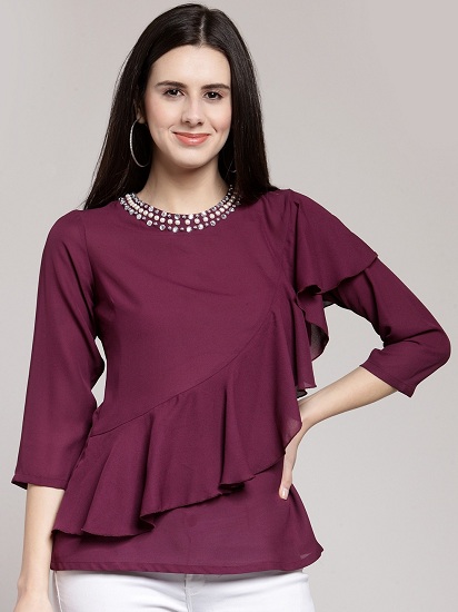 9 Latest Designs of Ruffle Tops Are Trending Now