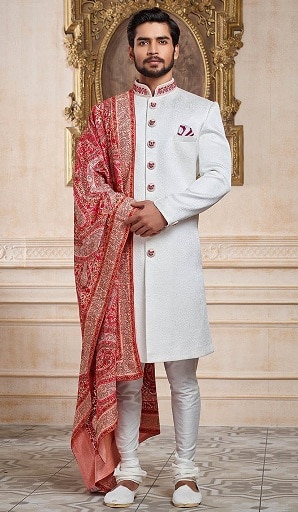 10 Trending White Sherwani Designs for Royal Look in All Occasions