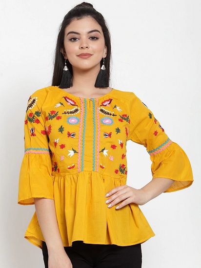20 Trending Designs of Embroidered Tops for Charming Look