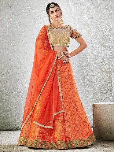 10 Best Orange Lehenga Choli Designs are Brighten Up Your Look