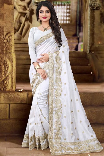 20 Trending Designs of White Sarees for Traditional Look
