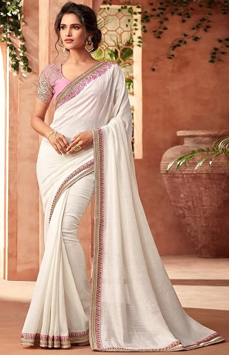20 Trending Designs of White Sarees for Traditional Look
