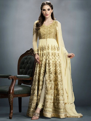 9 Beautiful Designs of Gold Salwar Suits for Womens