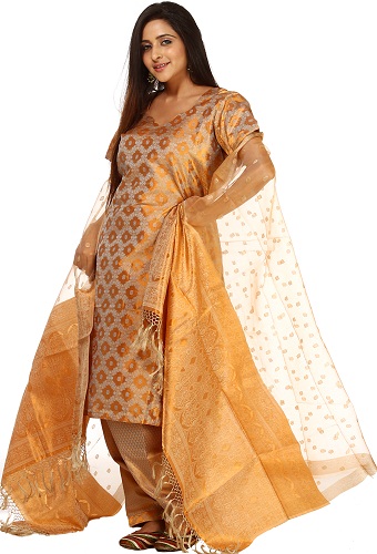 9 Beautiful Designs of Gold Salwar Suits for Womens
