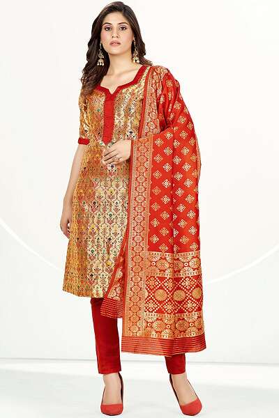 9 Beautiful Designs of Gold Salwar Suits for Womens