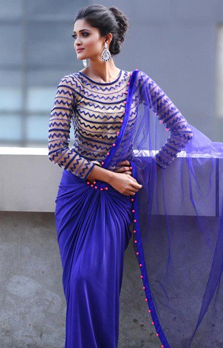 Plain Sarees With Designer Blouse Designs - 20 Beautiful Collection