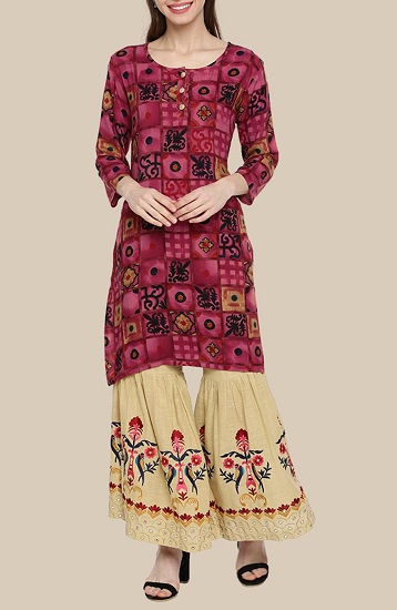 Kurti with Sharara Designs - 10 Eye-Catchy Collection in 2023