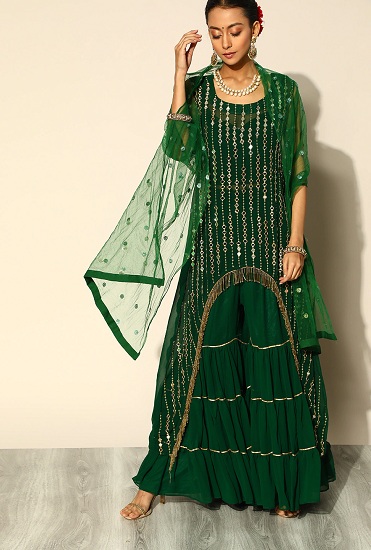 Kurti with Sharara Designs - 10 Eye-Catchy Collection in 2023