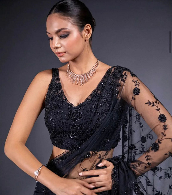 Net Saree Blouse Neck Designs - 20 Stunning Collection for Ladies