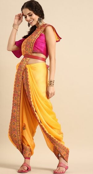 20 Beautiful Designs of Dhoti Sarees For Women in Fashion