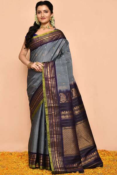 9 Eye-Catchy Designs of Grey Sarees for Modern Grace