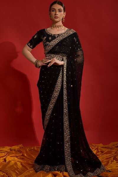 15 Trendy Collection of Black Sarees For Stylish Women
