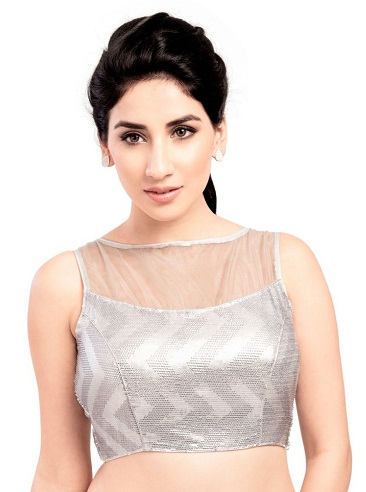 20 Stylish Silver Blouse Designs That Will Mesmerise You