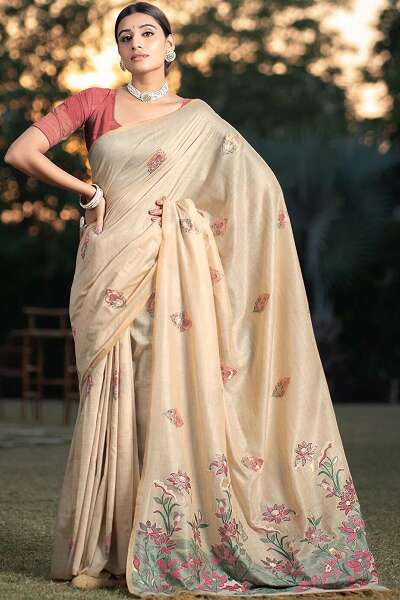 15 Gorgeous Designs of Embroidery Sarees For A Royal Look