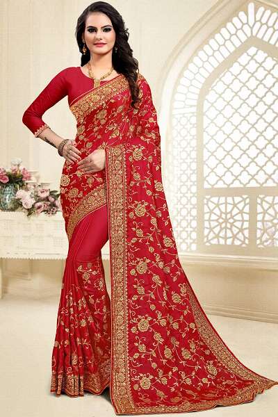 15 Gorgeous Designs of Embroidery Sarees For A Royal Look