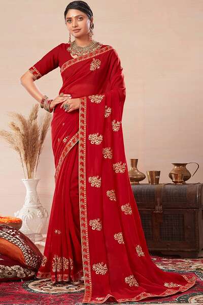 15 Gorgeous Designs of Embroidery Sarees For A Royal Look