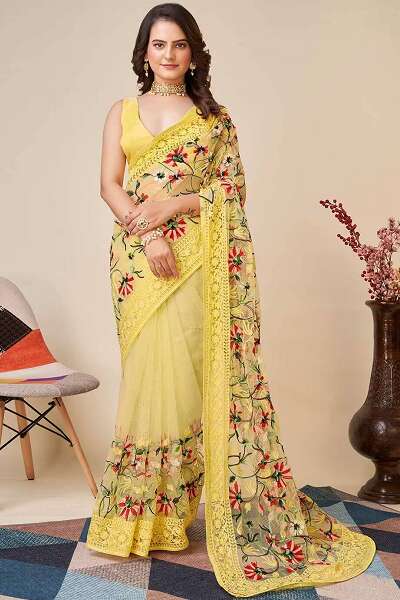 15 Gorgeous Designs of Embroidery Sarees For A Royal Look