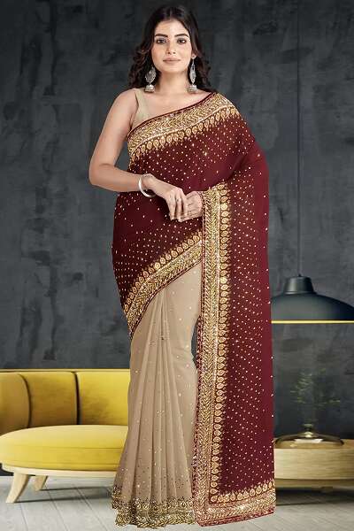 15 Gorgeous Designs of Embroidery Sarees For A Royal Look