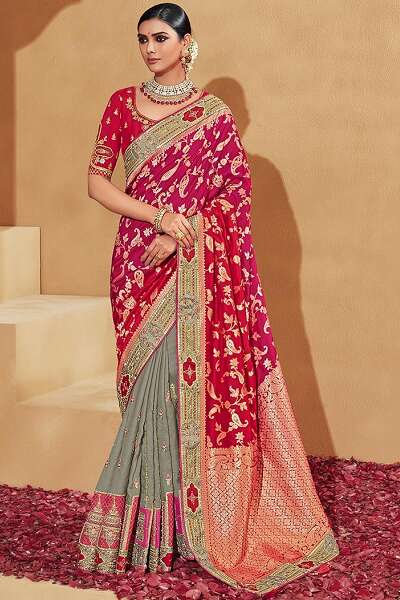 15 Gorgeous Designs of Embroidery Sarees For A Royal Look