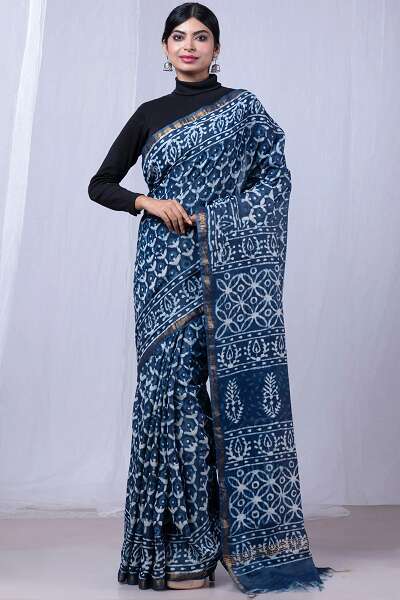 9 Stunning Designs of Indigo Sarees for Elegant Look