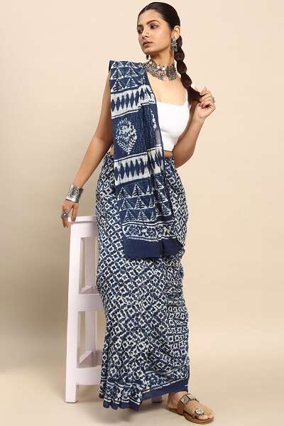 9 Stunning Designs of Indigo Sarees for Elegant Look