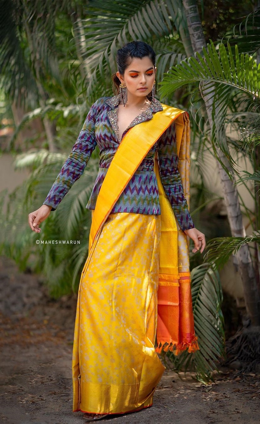 30+ Elegant Collar Neck Blouse Designs for Wedding Attire 2024