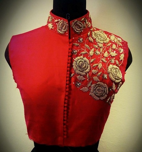 30+ Elegant Collar Neck Blouse Designs for Wedding Attire 2024